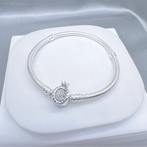 Pandora Moments Crown O Clasp Snake Chain Bracelet - 7.5"